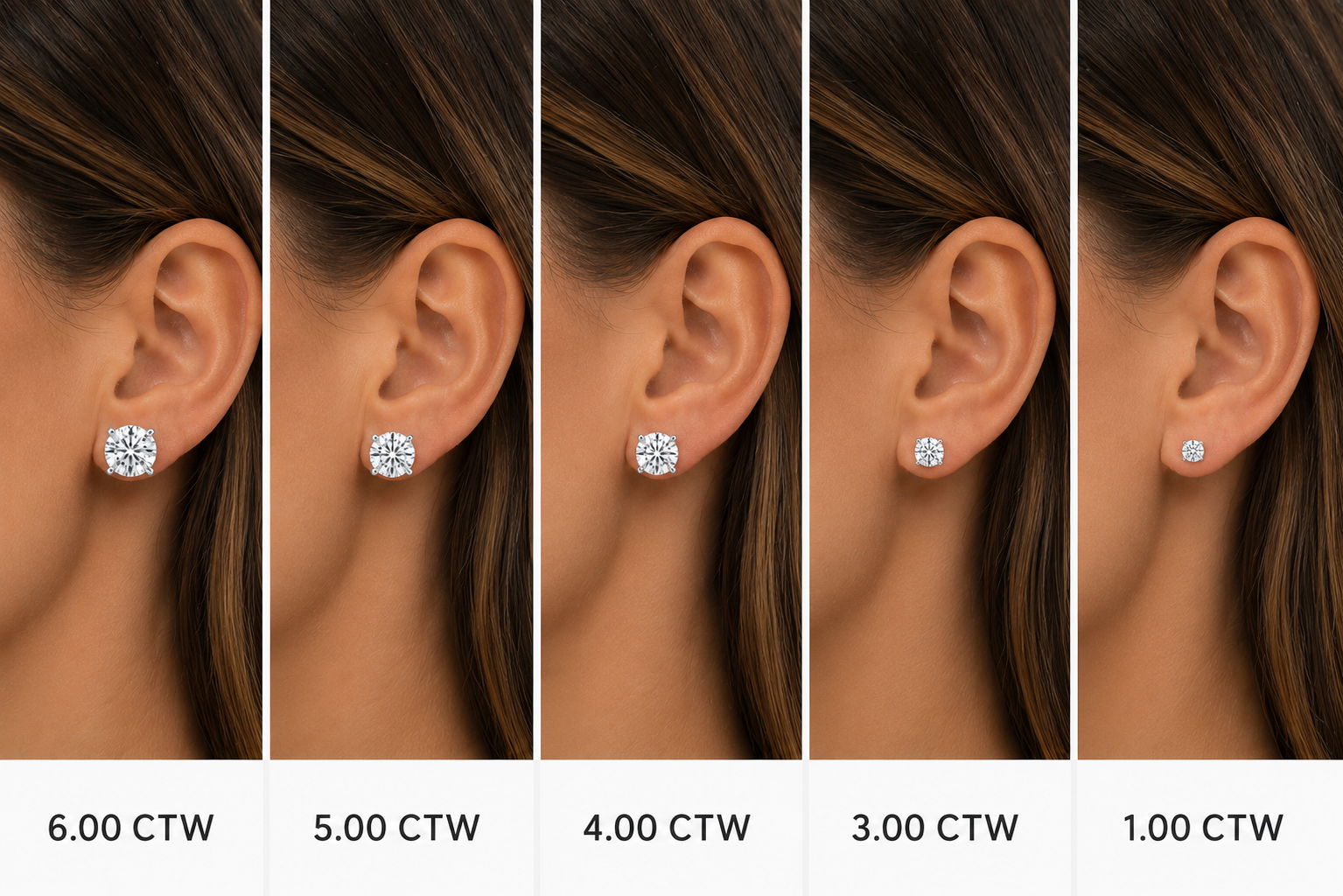 Round Brilliant Natural Diamond Stud Earrings- 4 Prong