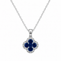 Diamond & Sapphire Floral Pendant Necklace