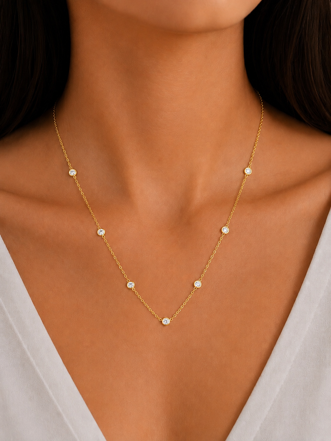 Diamond Bezel Station Necklace