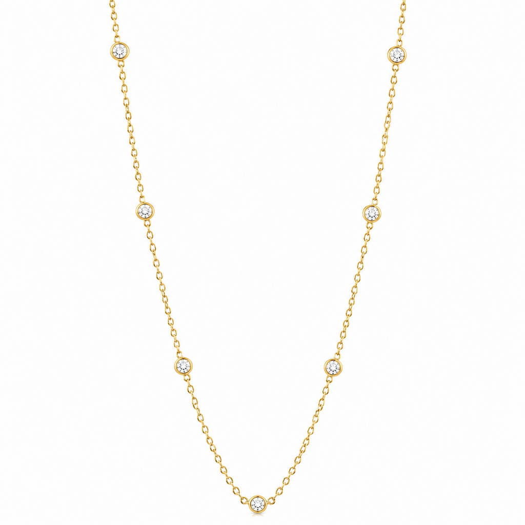 Diamond Bezel Station Necklace