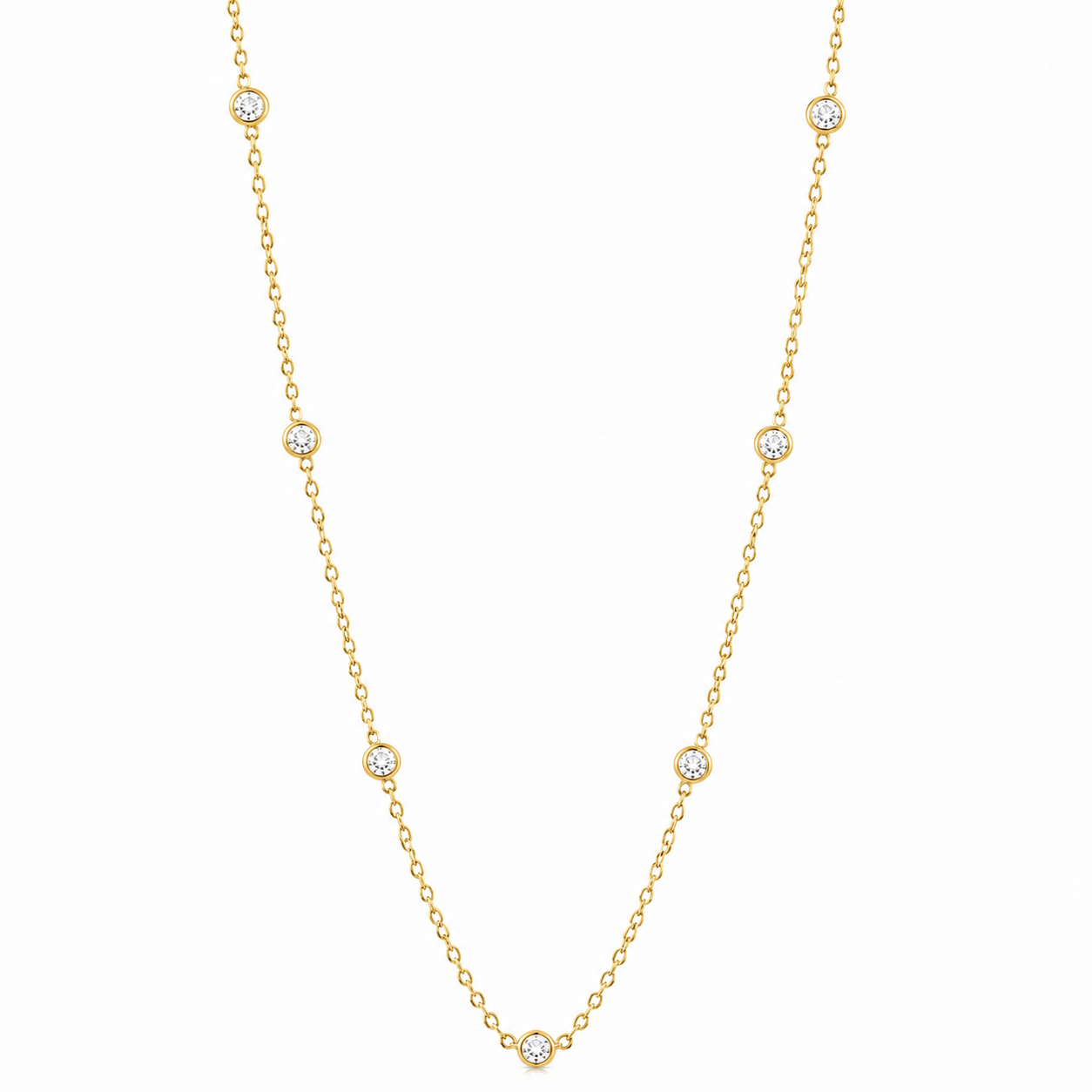 Diamond Bezel Station Necklace