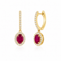 Diamond & Ruby Halo Drop Earrings