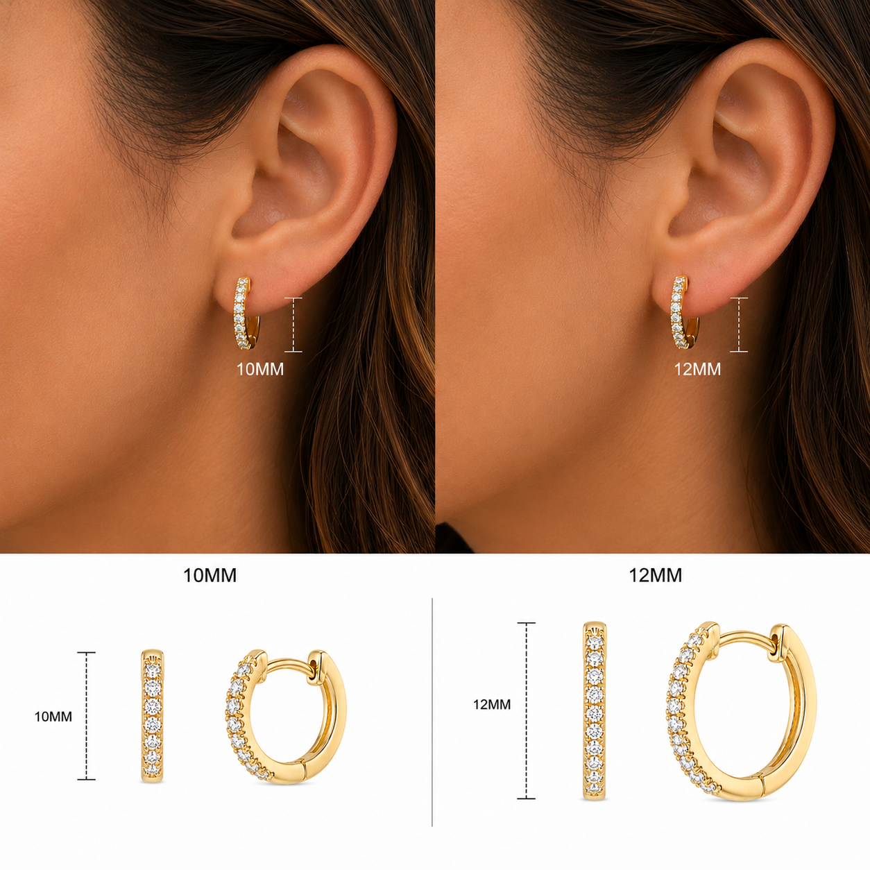 10 MM Diamond Huggie Earrings