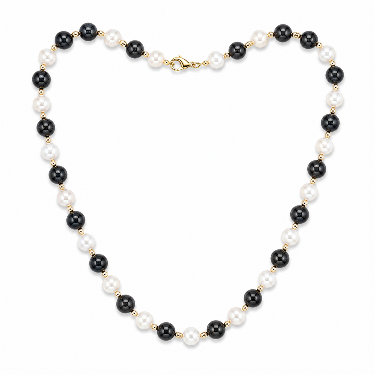 18” Black Jade & Freshwater Pearl Necklace