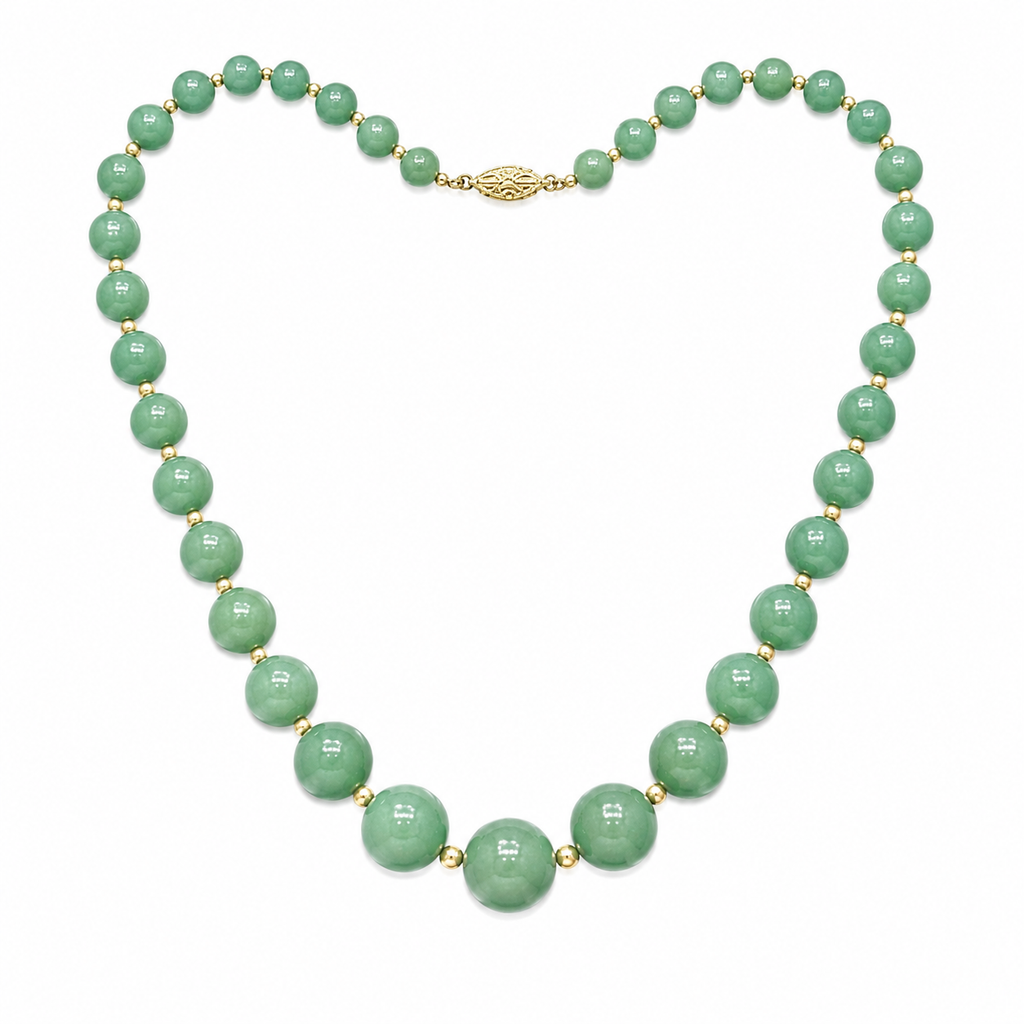 18” Graduated Natural Jade Bead Necklace