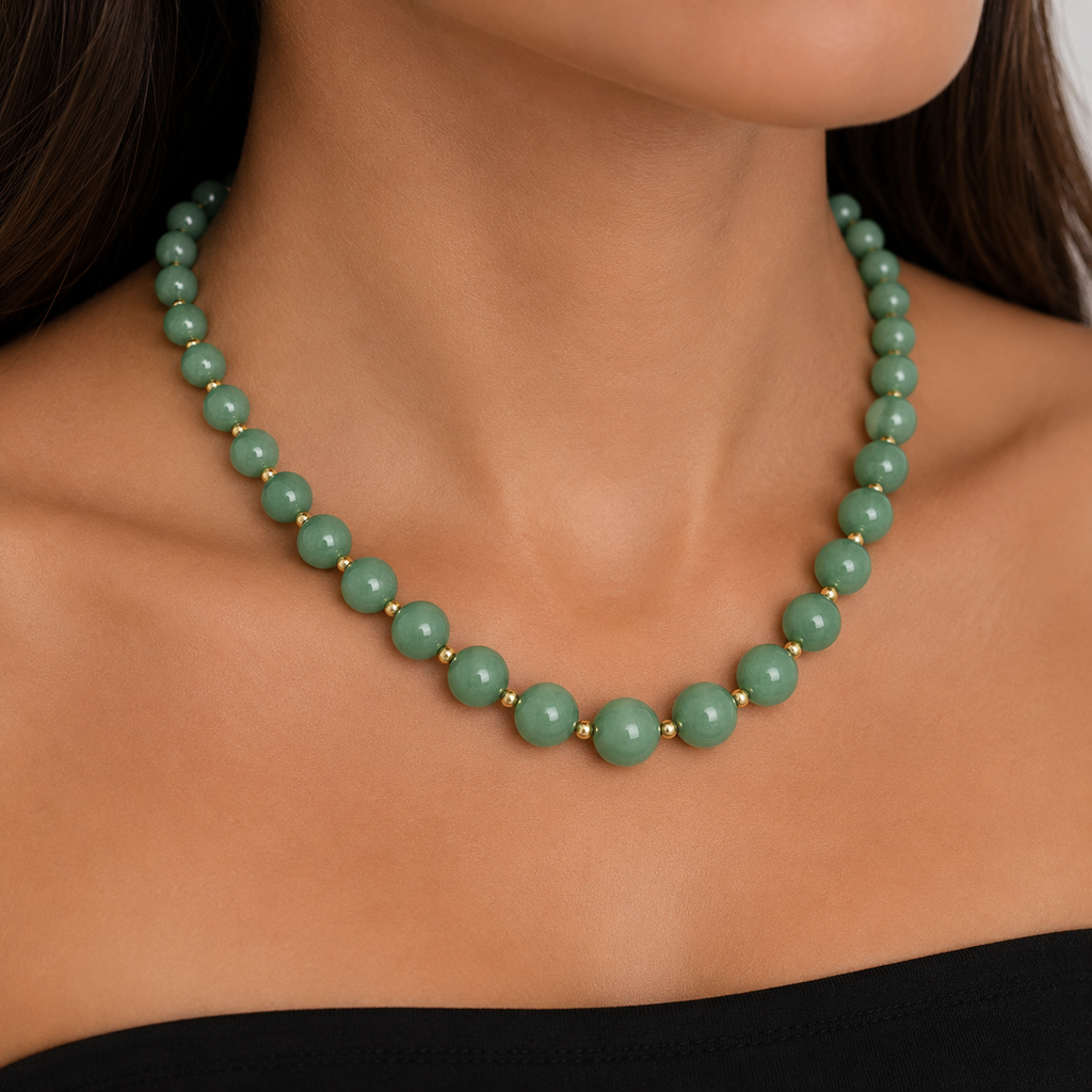 18” Graduated Natural Jade Bead Necklace