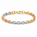 14K Tri-Color Cable Link Bracelet