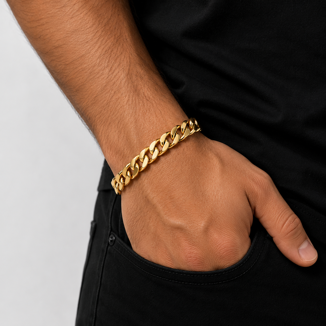 14K Semi- Hollow Gold Cuban Link Bracelet