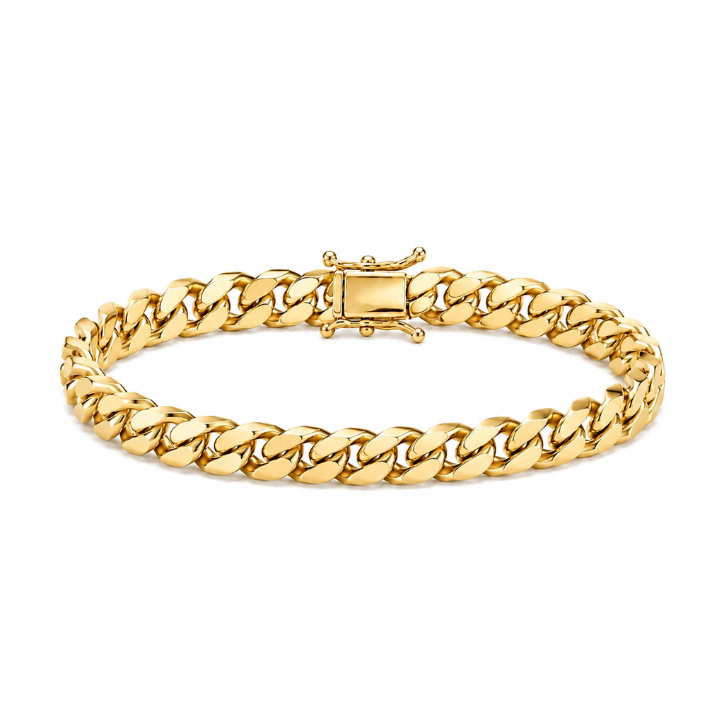 14K Semi- Hollow Gold Cuban Link Bracelet