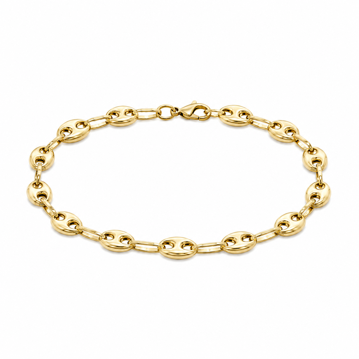 14K Gold Puffed Gucci Link Bracelet 6 mm