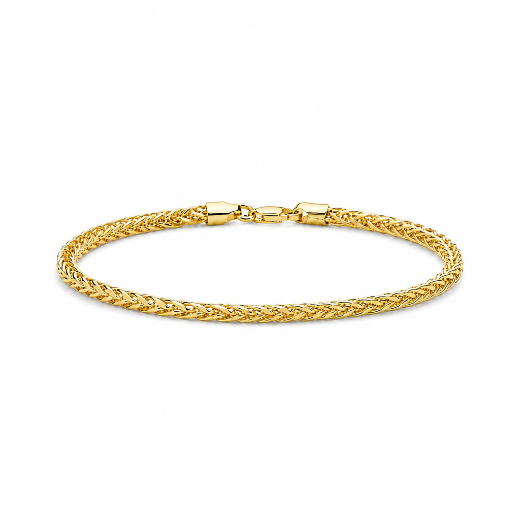 14K Solid Gold Diamond- Cut Franco Bracelet 3 mm