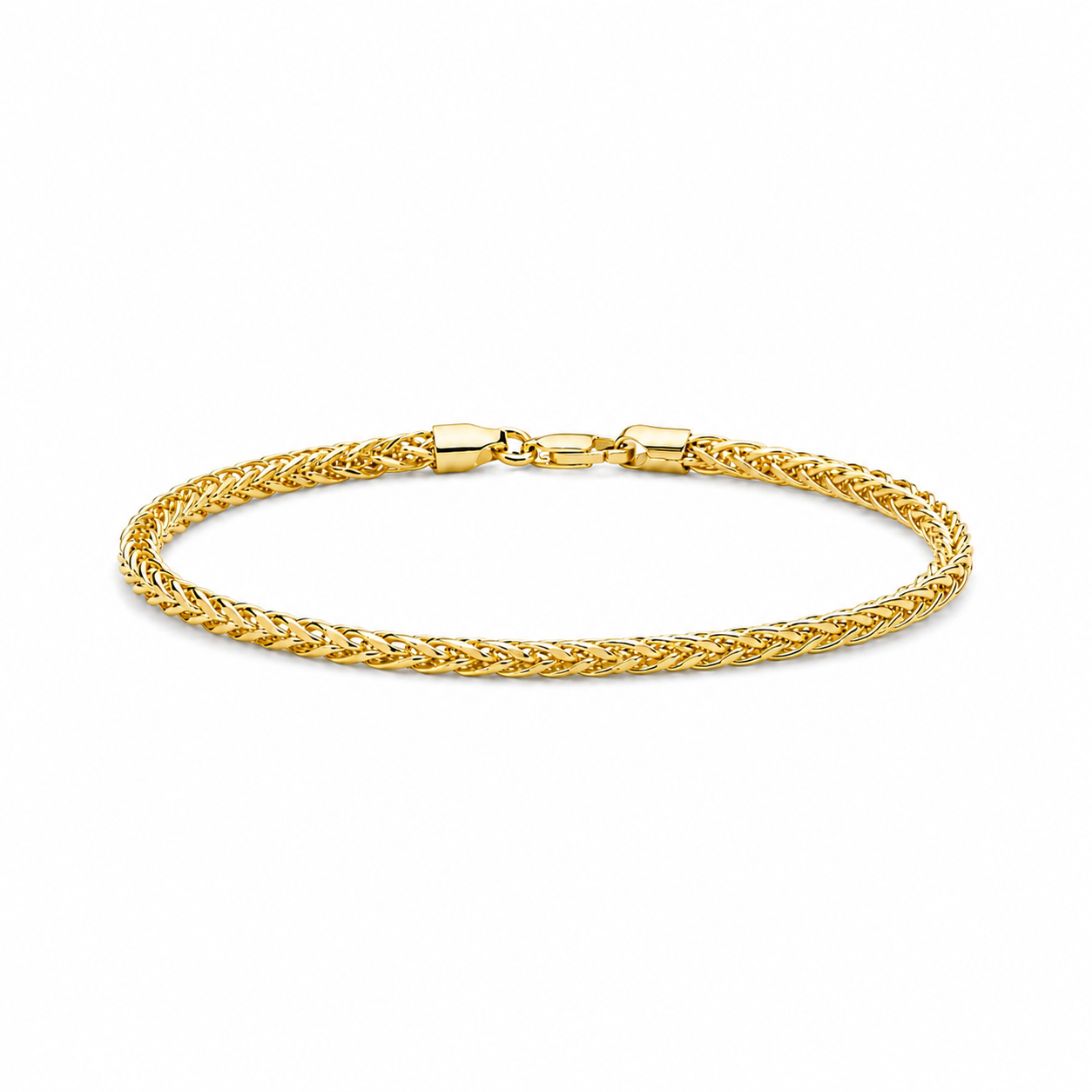 14K Solid Gold Diamond- Cut Franco Bracelet 3 mm