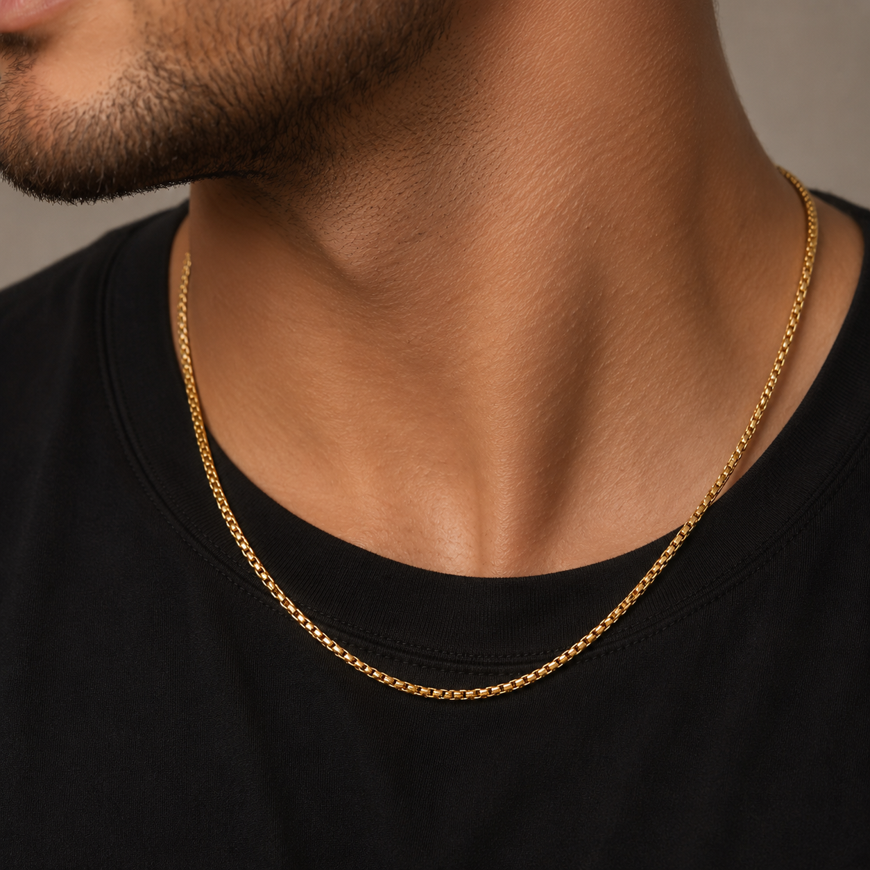 14K Gold Box Chain Necklace