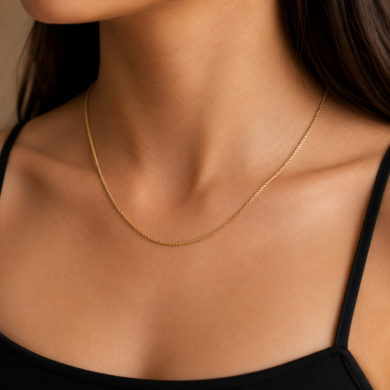 14K Gold Box Chain Necklace