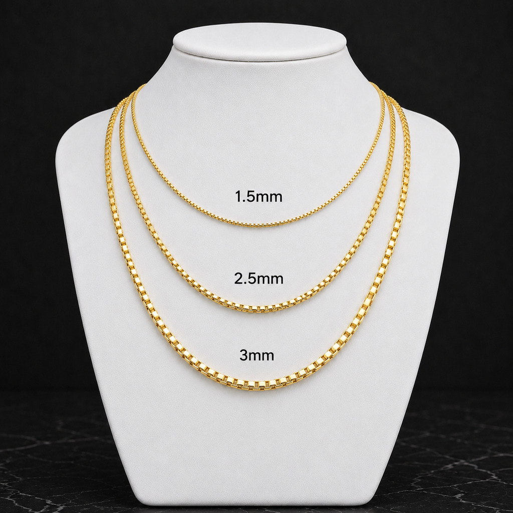 14K Gold Box Chain Necklace