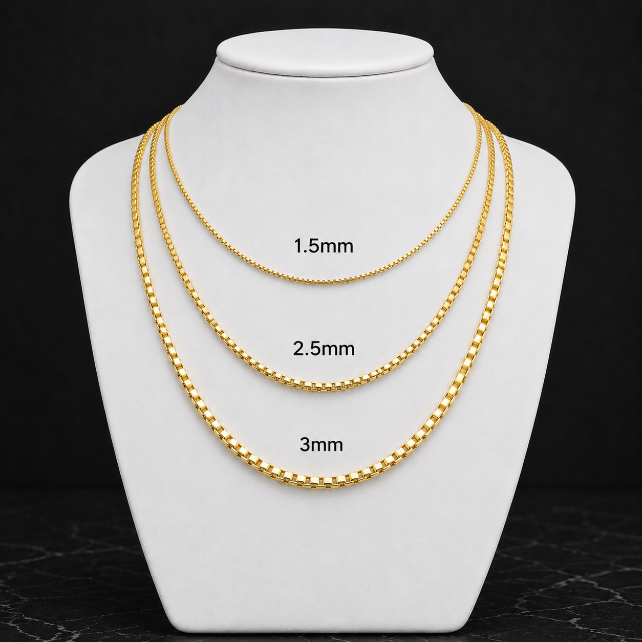14K Gold Box Chain Necklace
