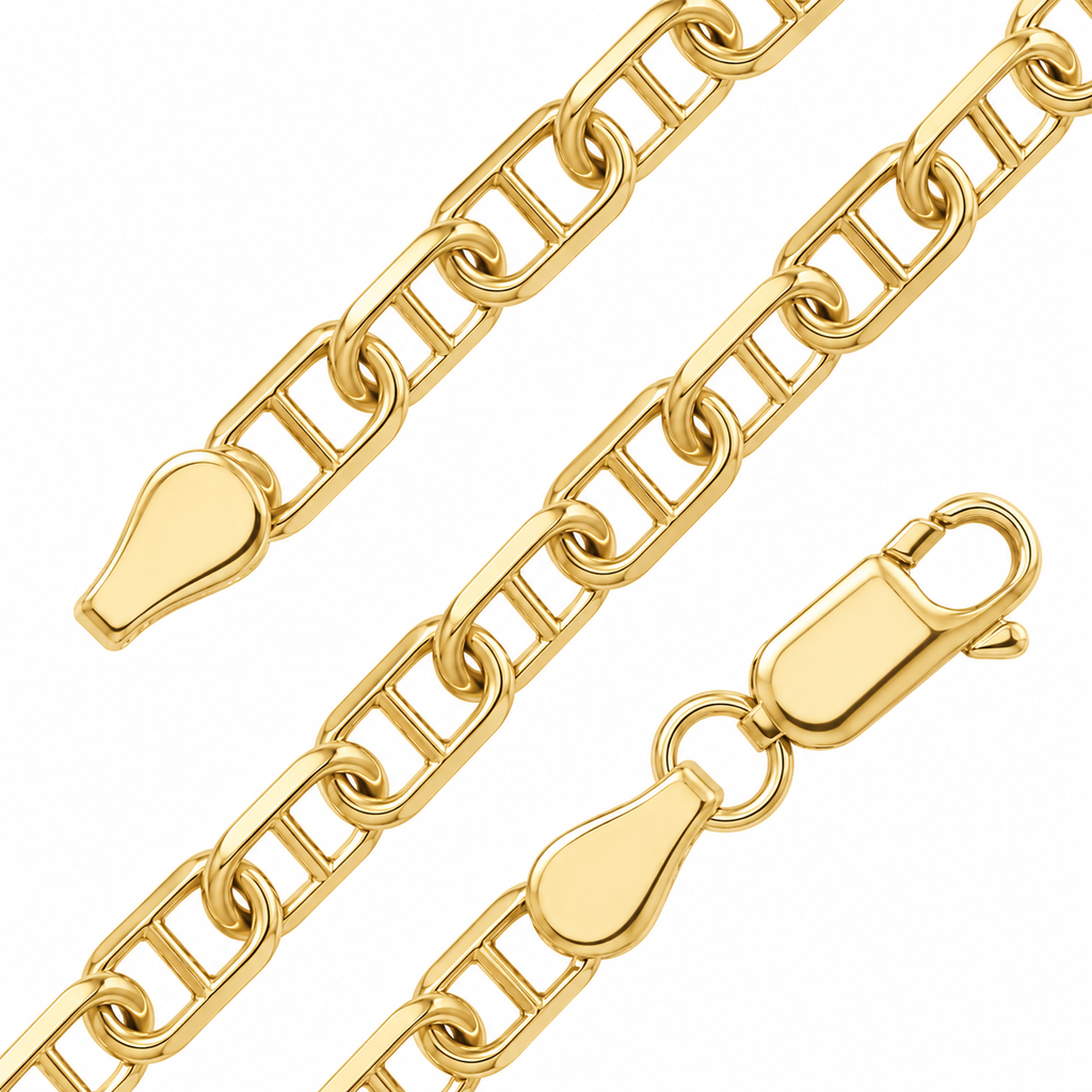 14K Gold Mariner Link Chain Necklace