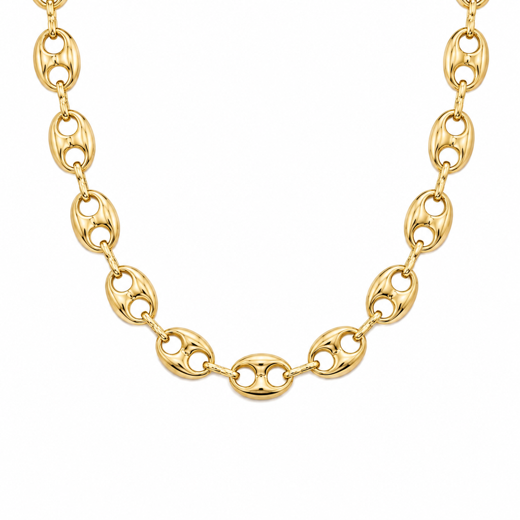 14K Semi-Hollow Puffed Gucci Link Necklace