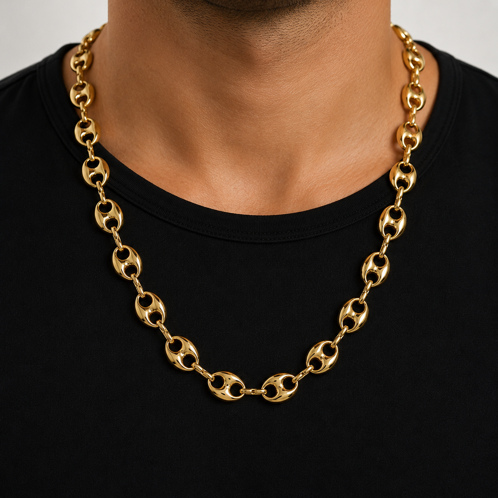 14K Semi-Hollow Puffed Gucci Link Necklace