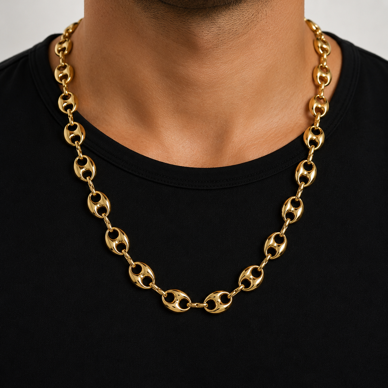 14K Semi-Hollow Puffed Gucci Link Necklace