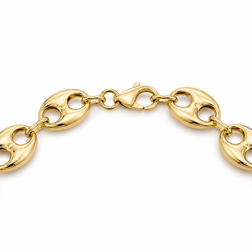 14K Semi-Hollow Puffed Gucci Link Necklace