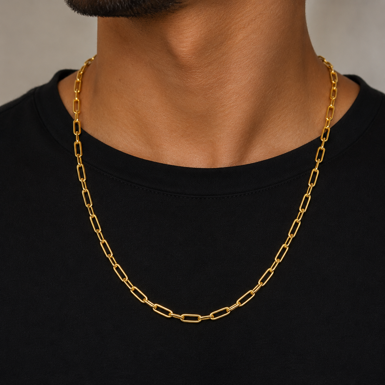 14K Solid Yellow Gold Paperclip Chain Necklace