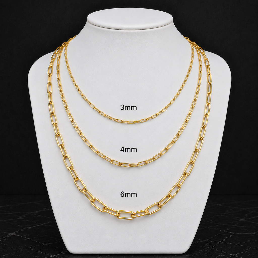 14K Semi- Hollow Gold Paperclip Necklace