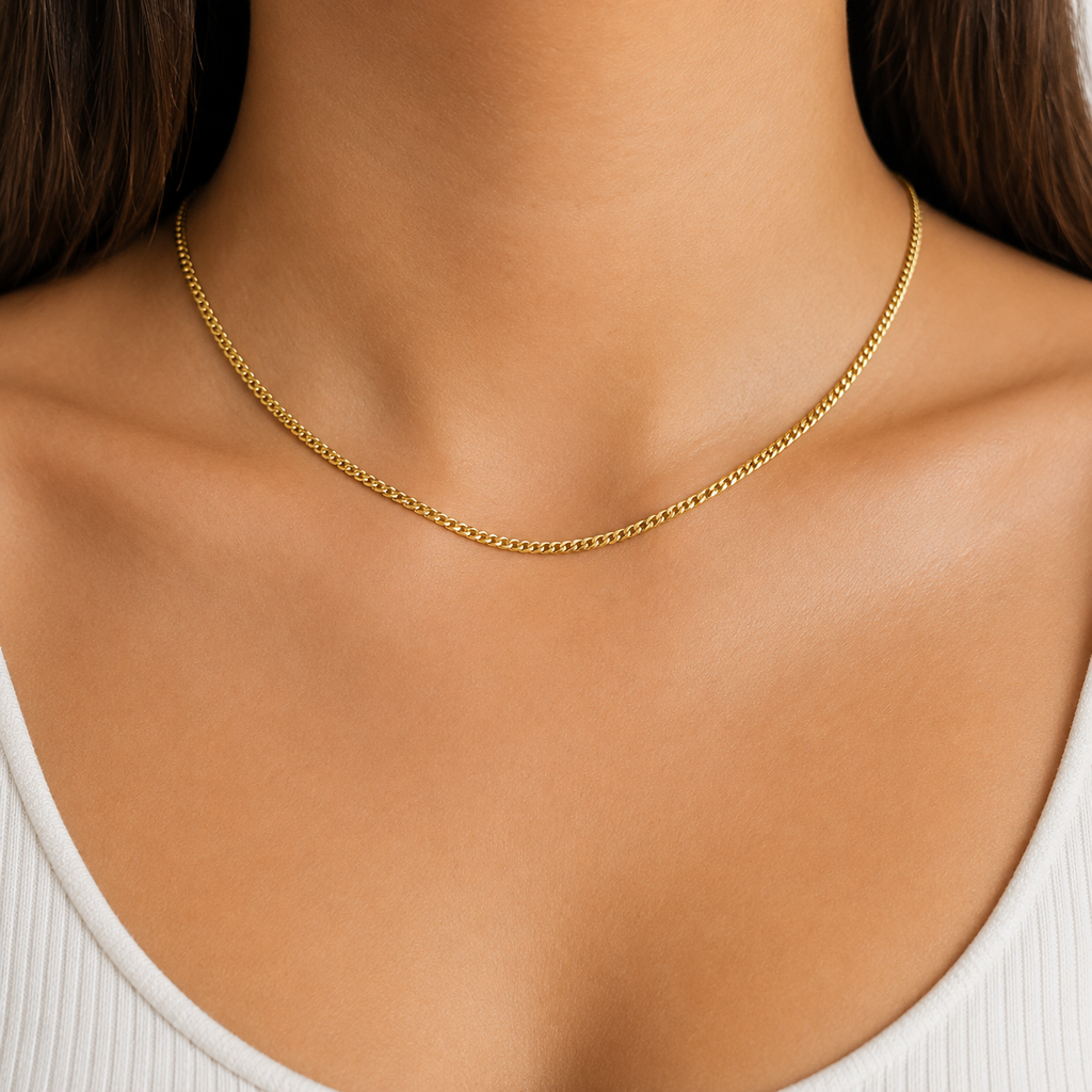 14K Gold Dainty Cuban Link Necklace