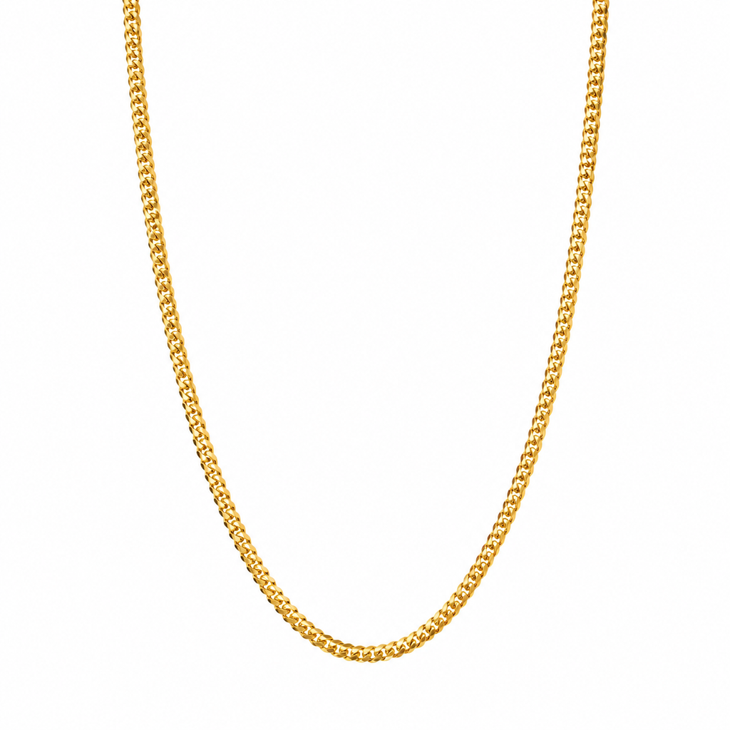 14K Solid Gold Cuban Link Necklace 2.5 mm