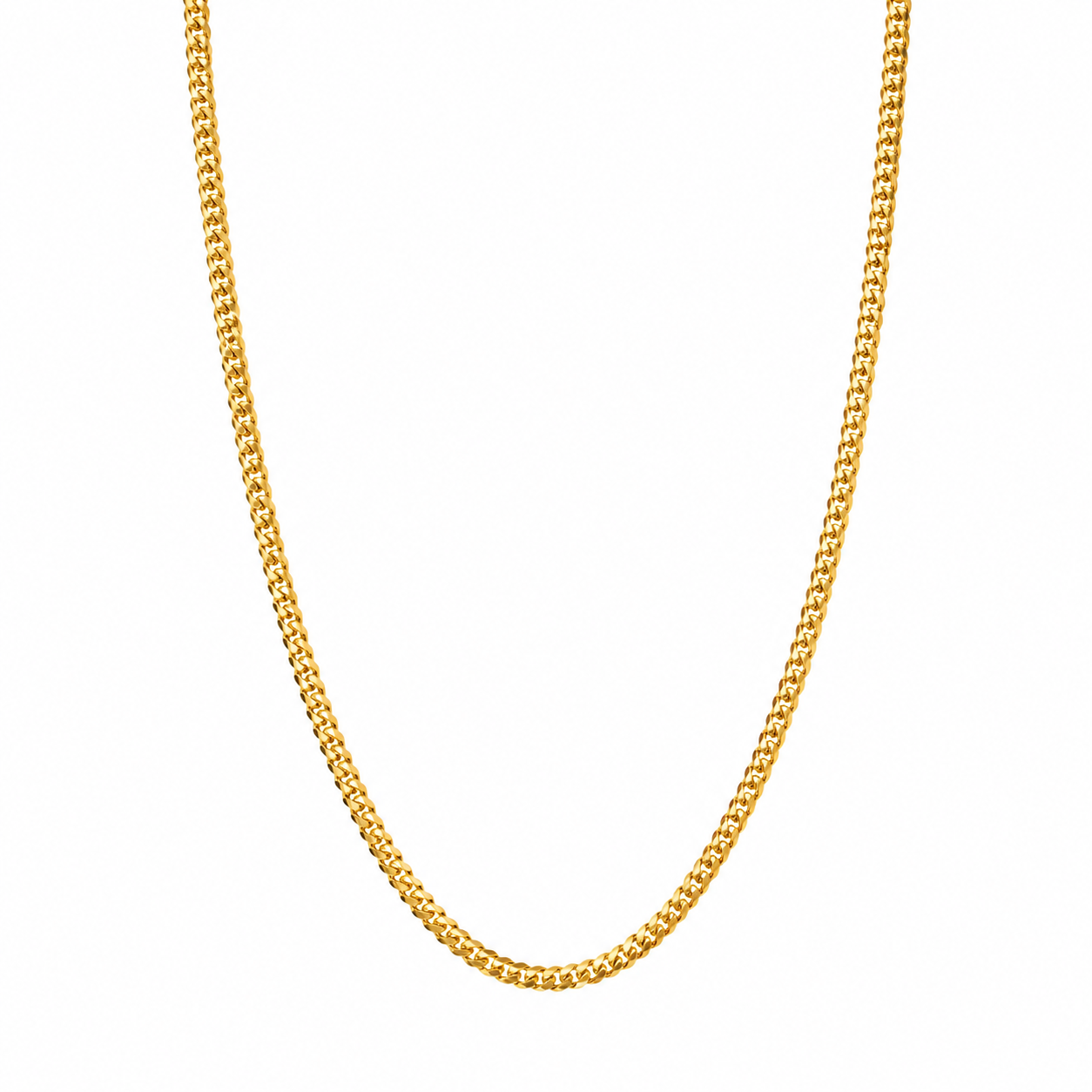 14K Solid Gold Cuban Link Necklace 2.5 mm