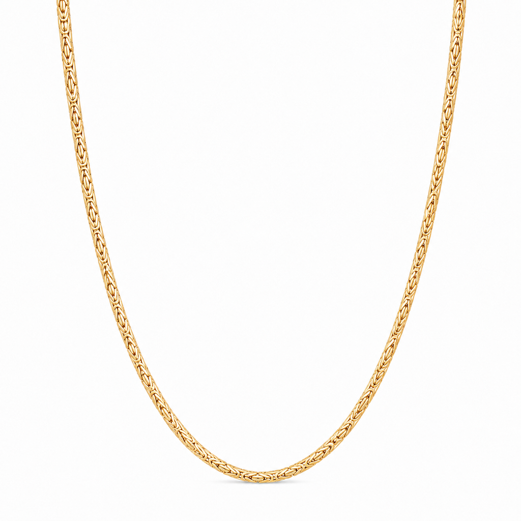 14K Semi- Hollow Gold Byzantine Necklace 2.1 mm