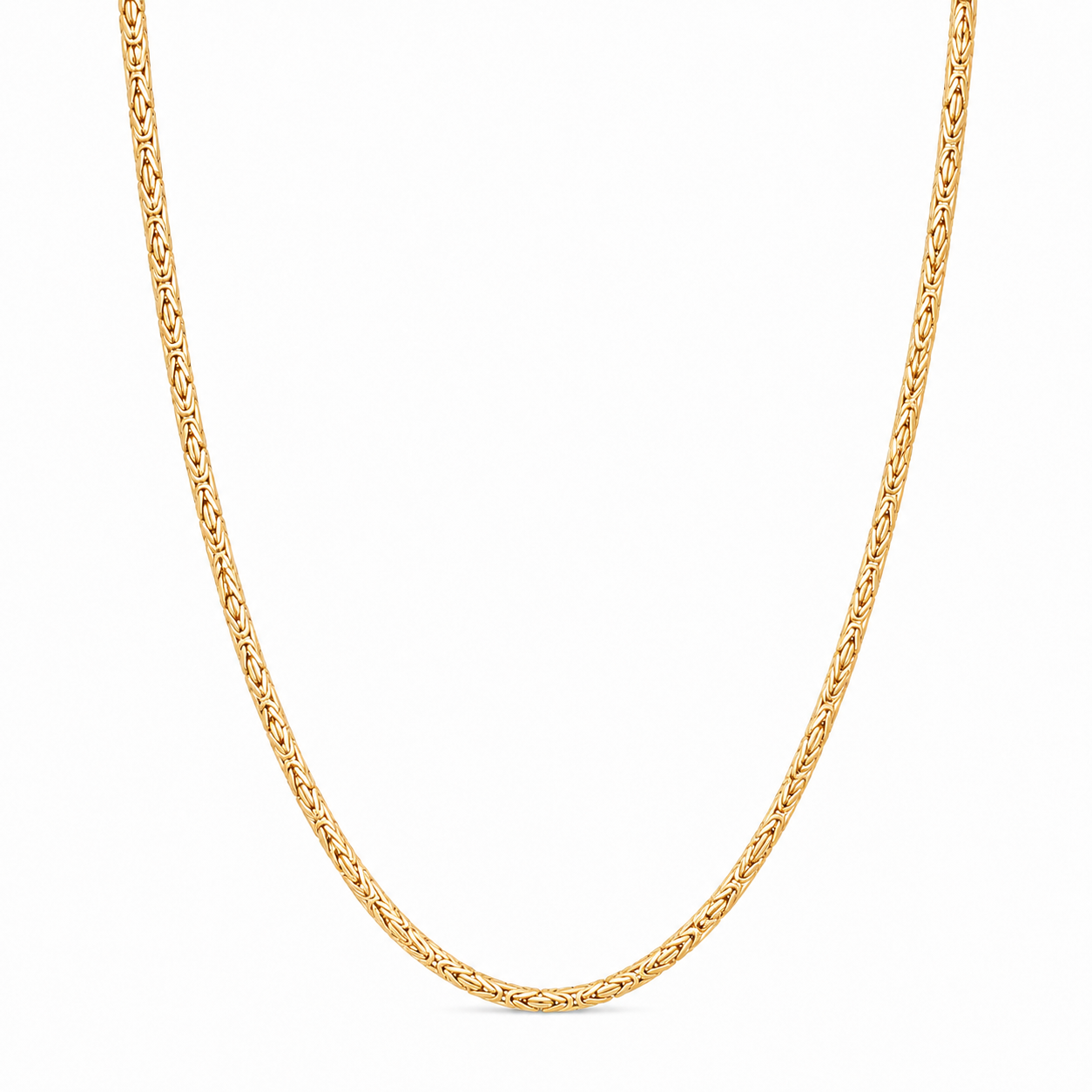 14K Semi- Hollow Gold Byzantine Necklace 2.1 mm