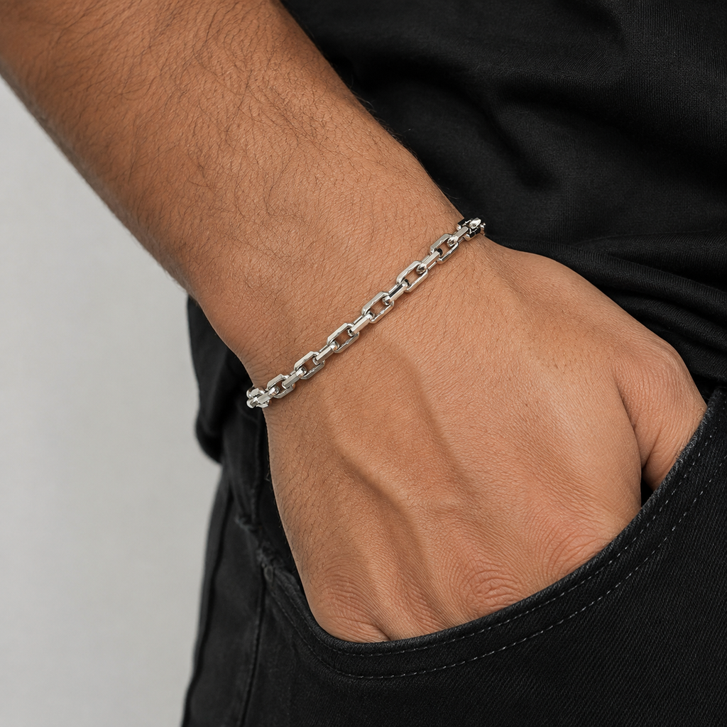 14K Semi- Hollow Gold Hermes Link Bracelet