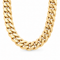 14K Semi- Hollow Gold Cuban Link Chain 15 mm