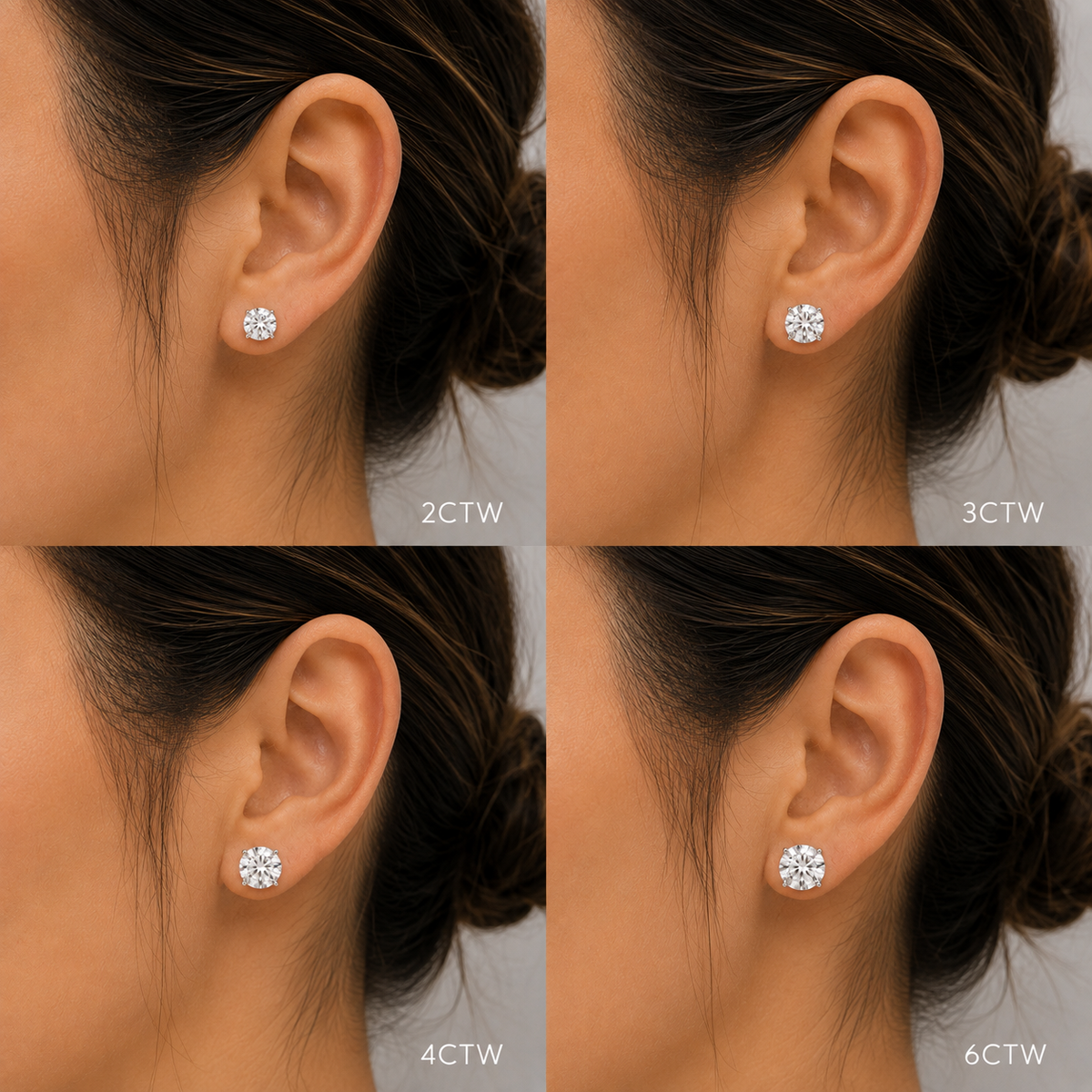Round Brilliant Natural Diamond Stud Earrings- 4 Prong