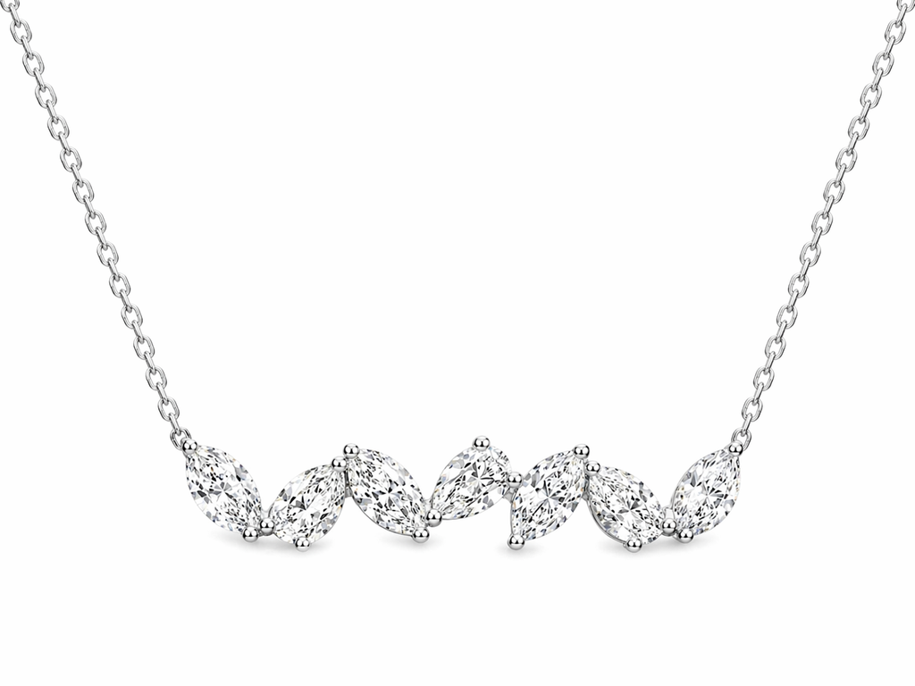 Marquise & Pear-Shape Diamond Bar Necklace