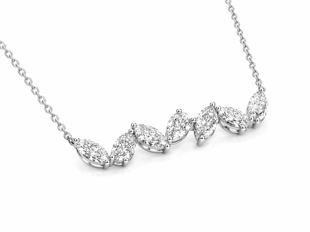 Marquise & Pear-Shape Diamond Bar Necklace