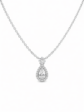 Pear Shape Diamond Halo Pendant Necklace