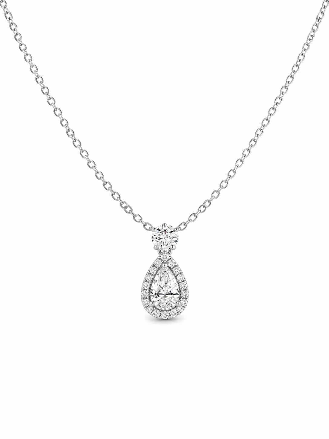 Pear Shape Diamond Halo Pendant Necklace