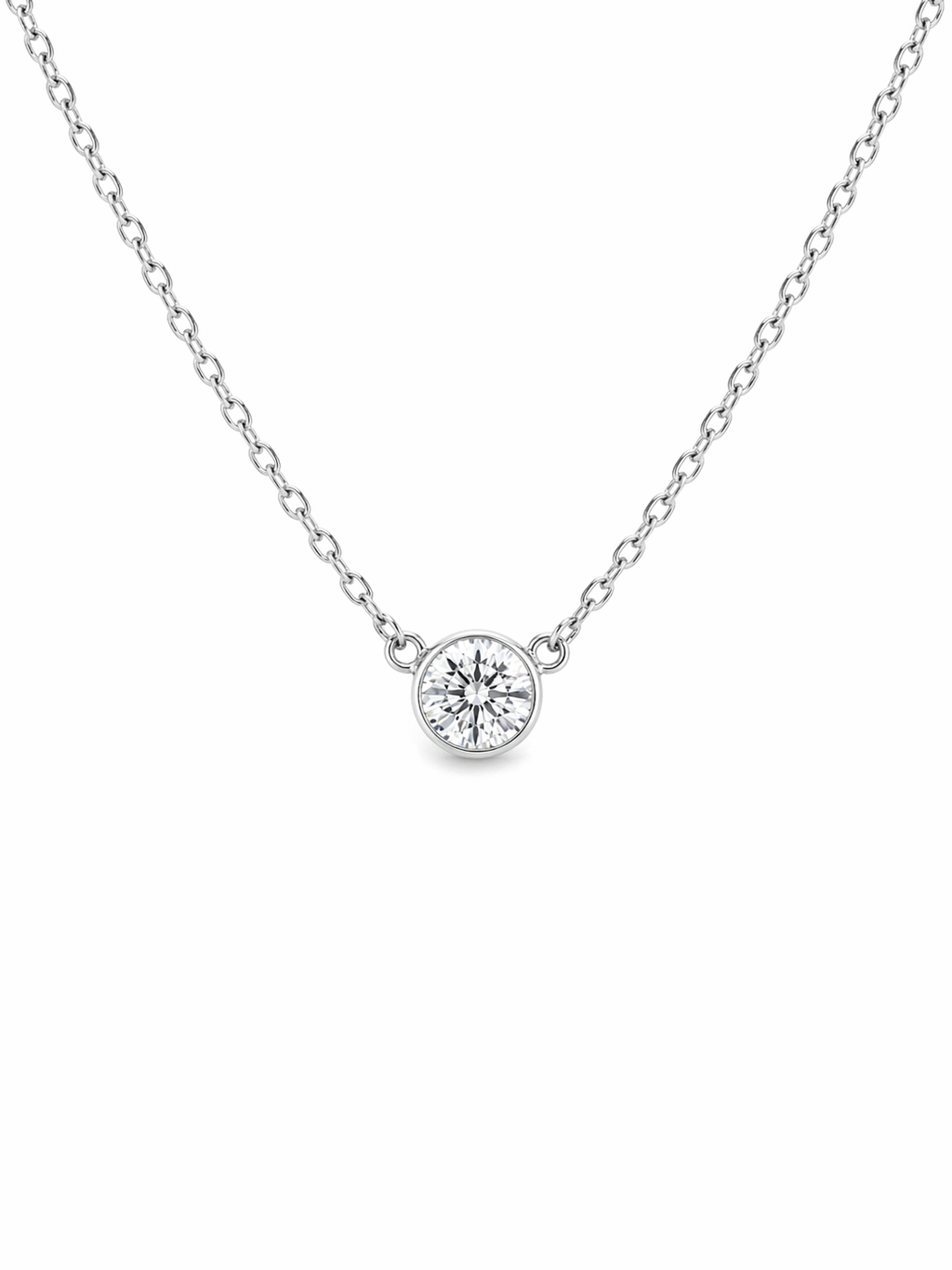 Round Diamond Bezel Necklace