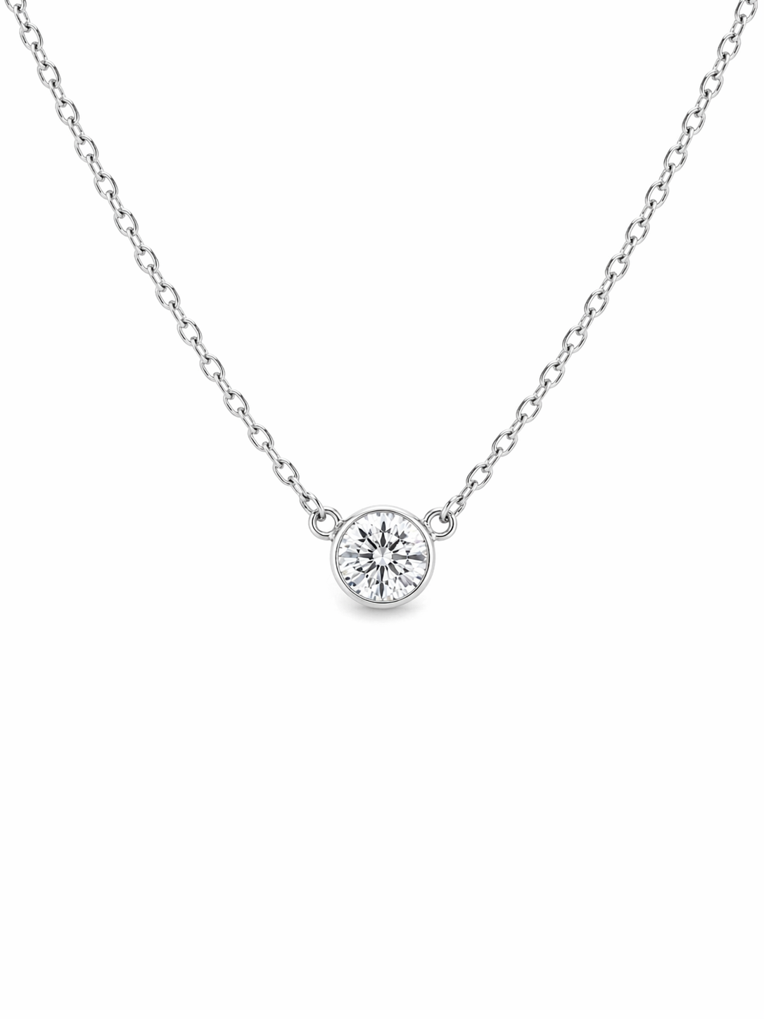 Round Diamond Bezel Necklace