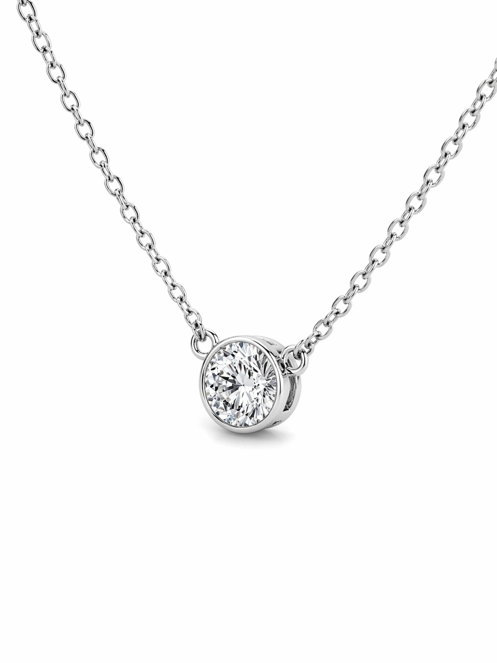 Round Diamond Bezel Necklace