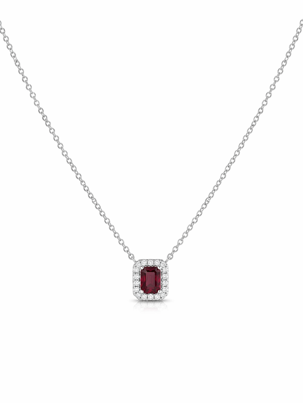 Ruby & Diamond Halo Necklace