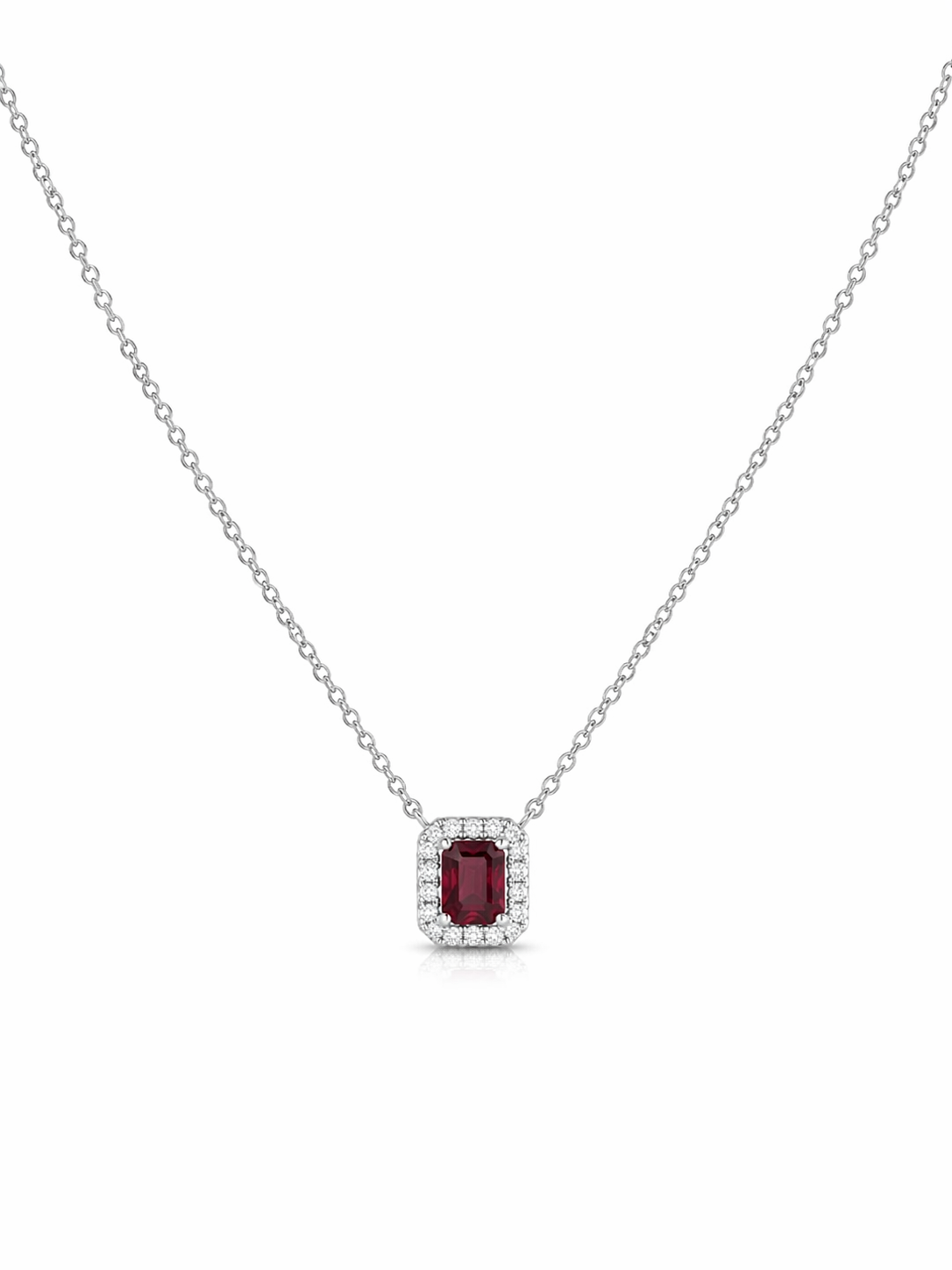Ruby & Diamond Halo Necklace