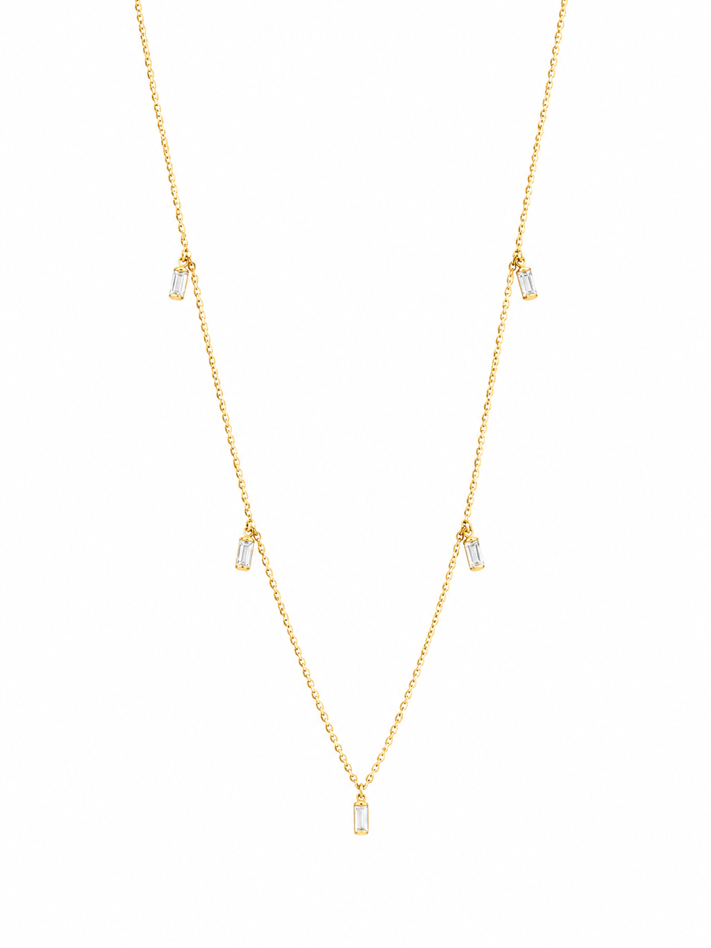 Baguette Diamond Station Necklace