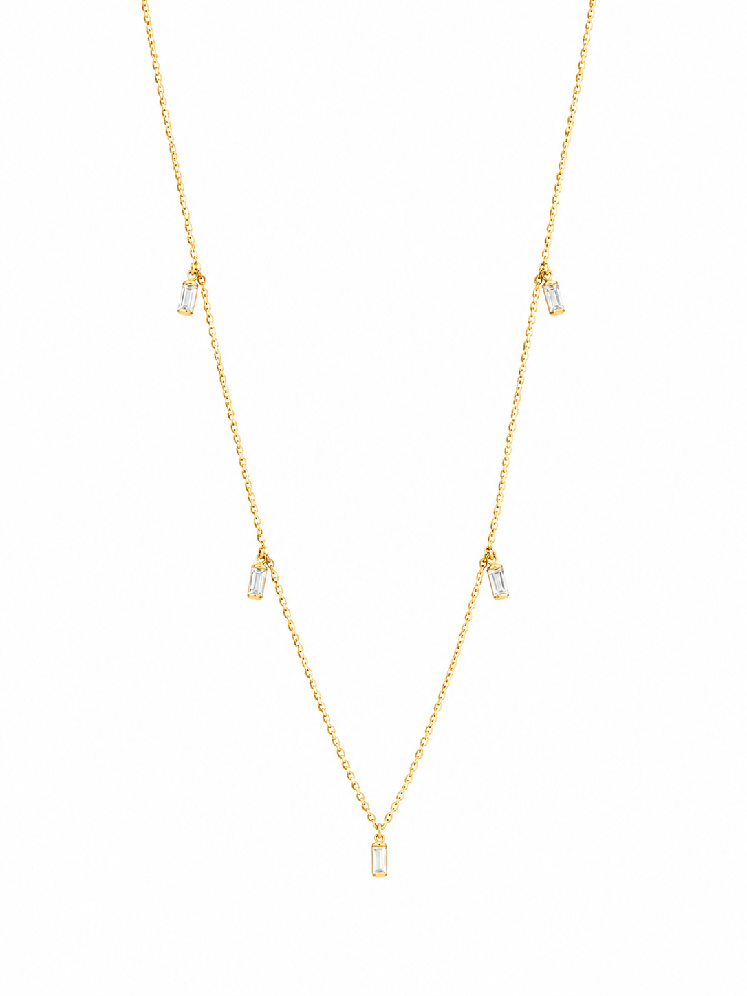 Baguette Diamond Station Necklace