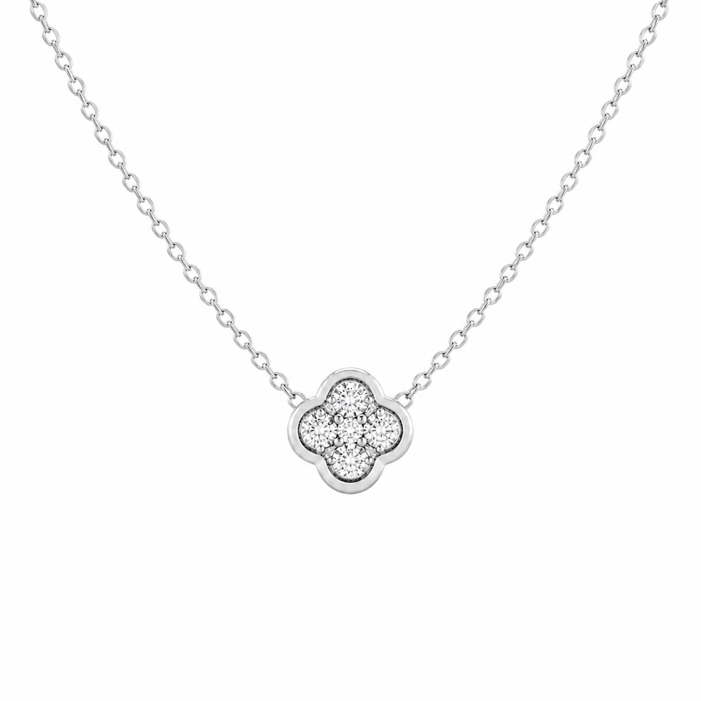 Diamond Cluster Clover Pendant Necklace