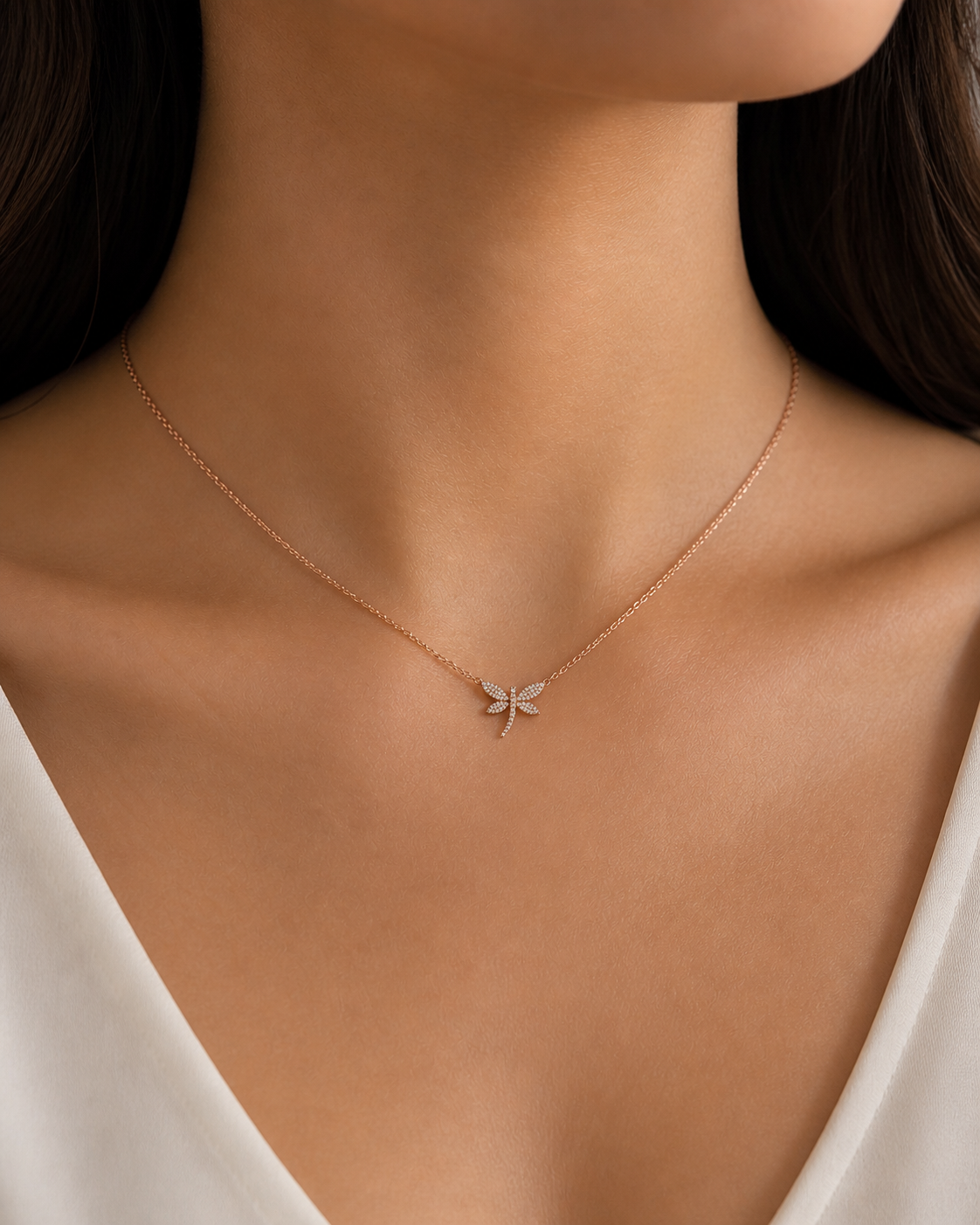 Diamond Dragonfly Necklace