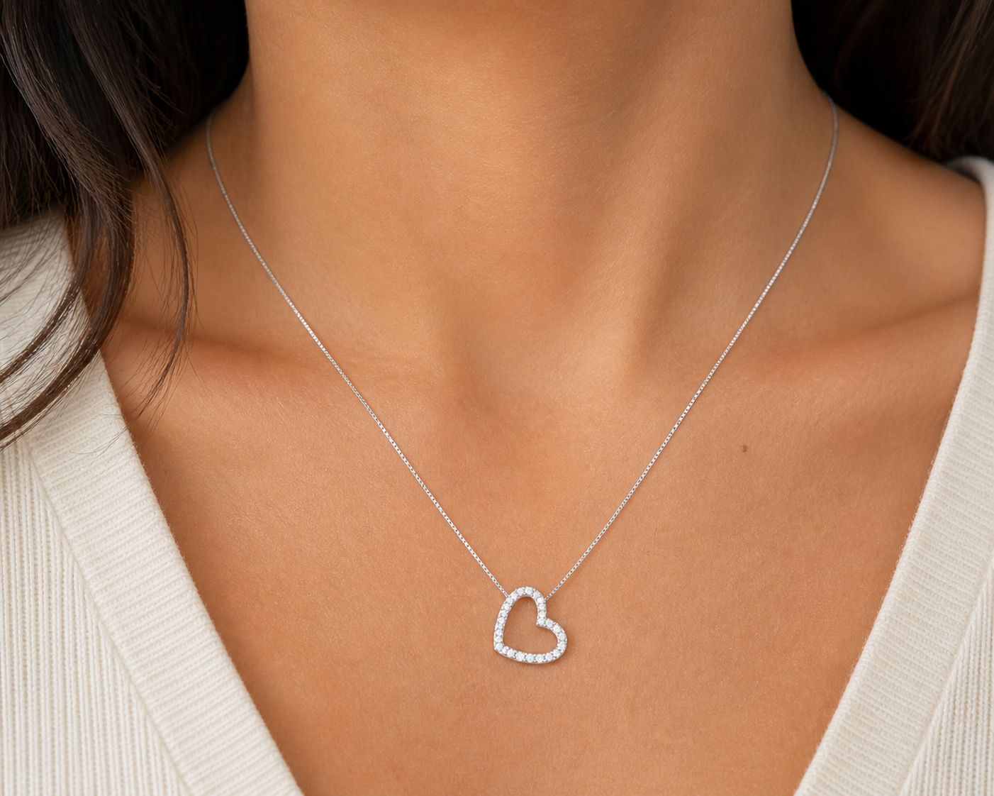 Diamond Open Heart Necklace