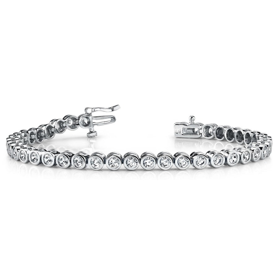 Round Bezel Set Diamond Tennis Bracelet In White Gold (2 Ctw)